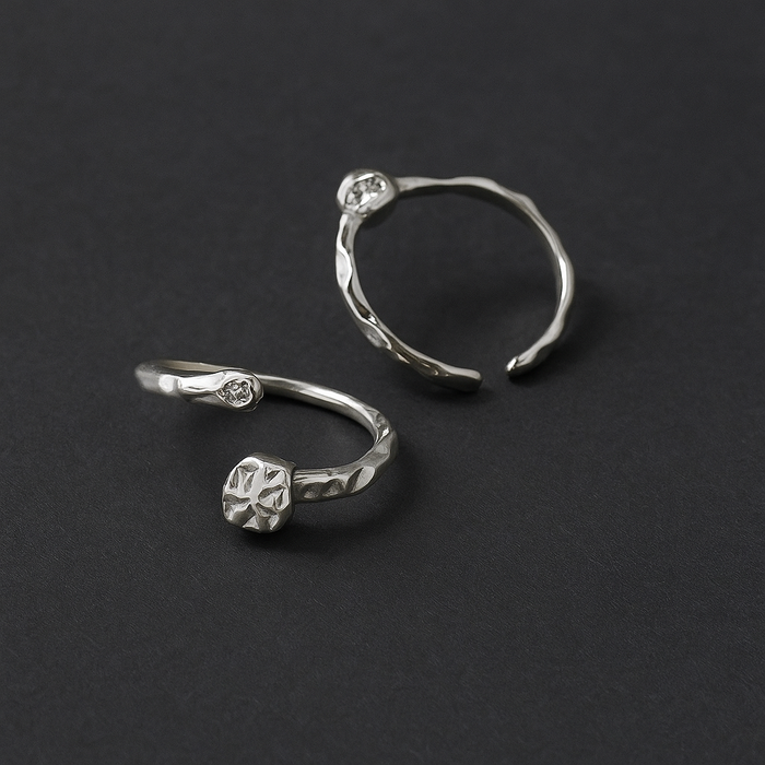 Molten Cube Open Ring – Textured Modern Minimalist