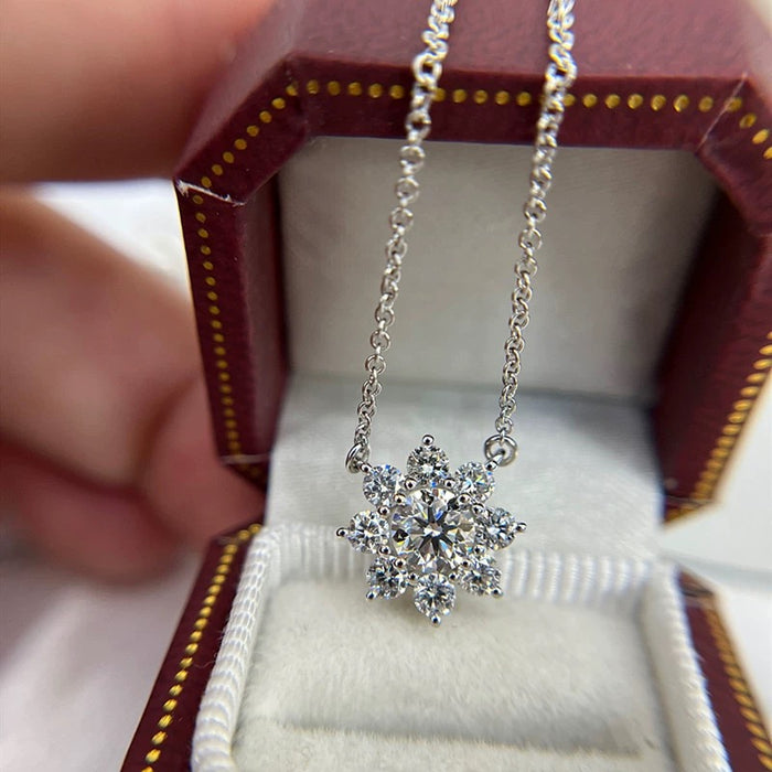 0.98ct Moissanite Snowflake Pendant Necklace – Sparkle in Every Flake