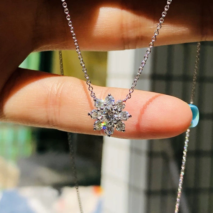 0.98ct Moissanite Snowflake Pendant Necklace – Sparkle in Every Flake