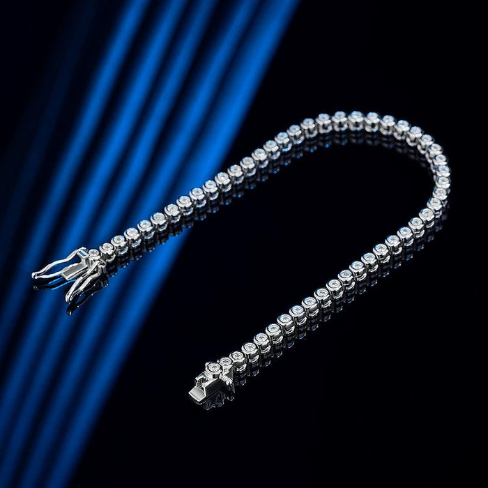 2.4ct / 6.5 inches Moissanite Bezel Tennis Bracelet – Milky Way Dream
