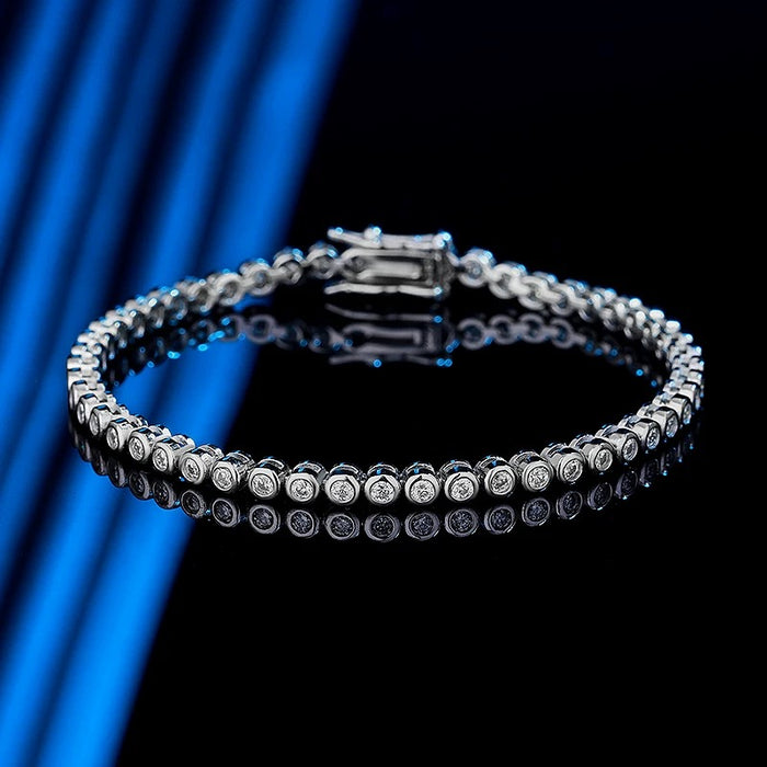 2.4ct / 6.5 inches Moissanite Bezel Tennis Bracelet – Milky Way Dream
