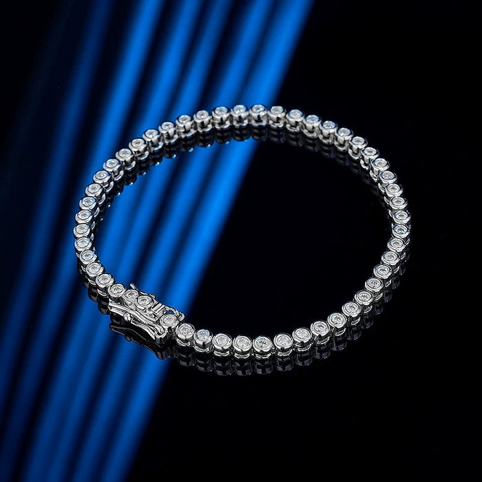 2.4ct / 6.5 inches Moissanite Bezel Tennis Bracelet – Milky Way Dream