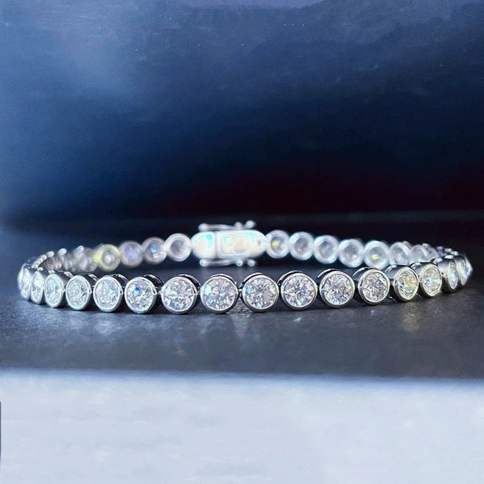 2.4ct / 6.5 inches Moissanite Bezel Tennis Bracelet – Milky Way Dream