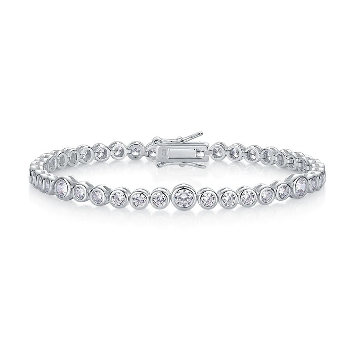 Round Bezel Moissanite Tennis Bracelet – Classic Luxury in Every Link