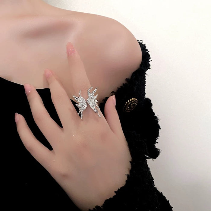 Wings of Metamorphosis Adjustable Butterfly Ring – Sculpted Silver Art