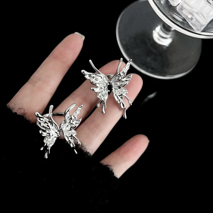 Wings of Metamorphosis Adjustable Butterfly Ring – Sculpted Silver Art