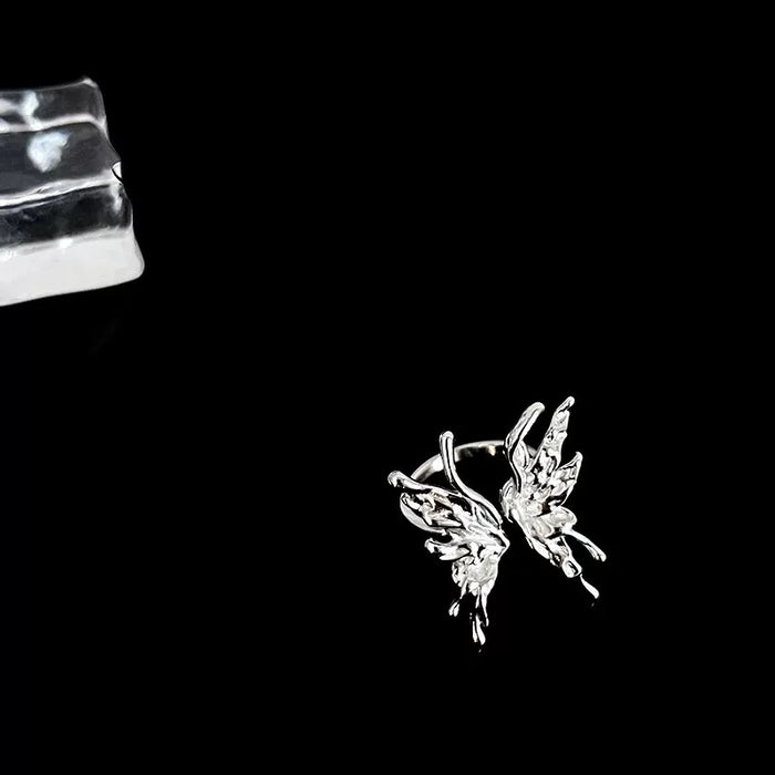 Wings of Metamorphosis Adjustable Butterfly Ring – Sculpted Silver Art