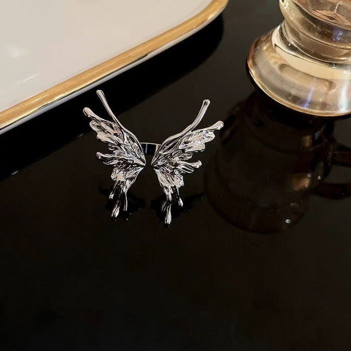 Wings of Metamorphosis Adjustable Butterfly Ring – Sculpted Silver Art