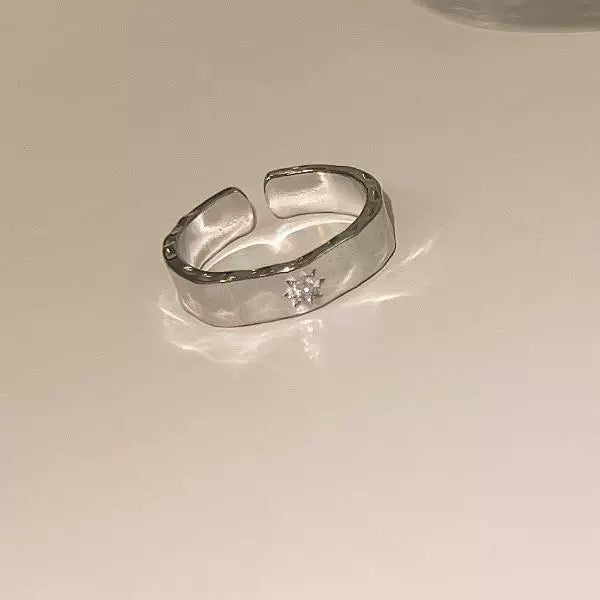 North Star Wide Band Adjustable Ring – Minimalist Celestial Design