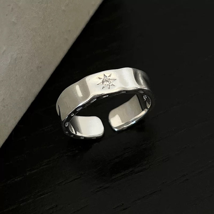 North Star Wide Band Adjustable Ring – Minimalist Celestial Design