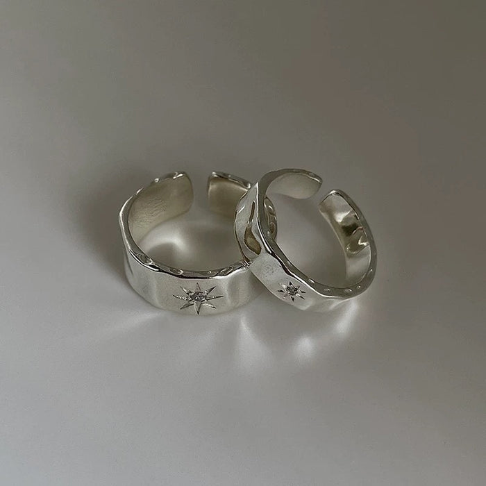 North Star Wide Band Adjustable Ring – Minimalist Celestial Design