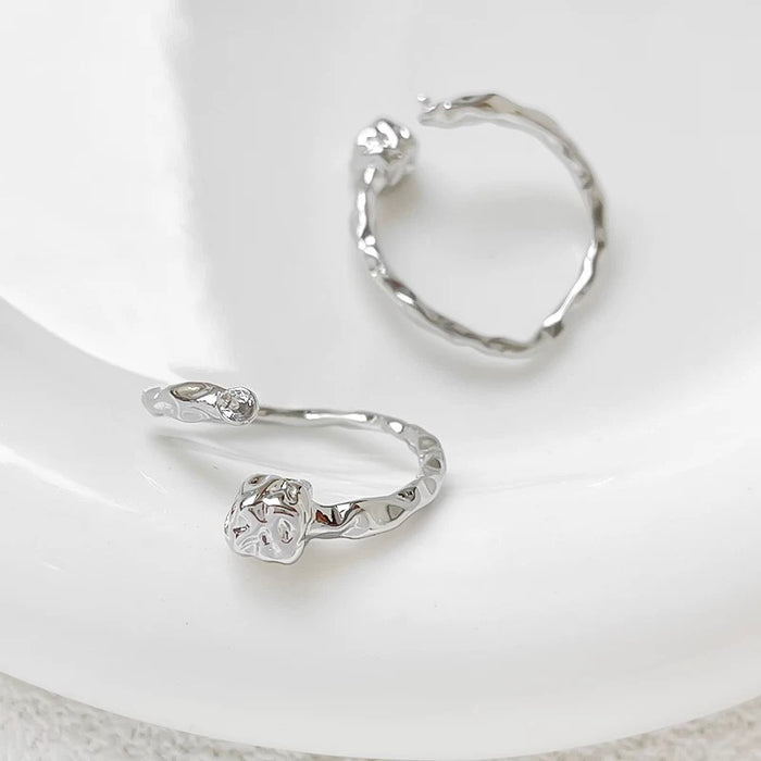 Molten Cube Open Ring – Textured Modern Minimalist