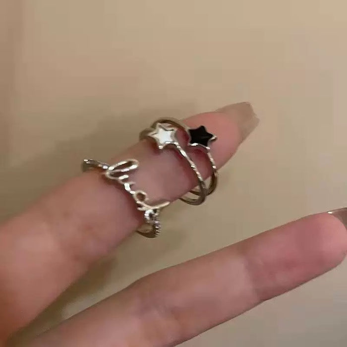 Lucky Script Ring – Minimalist Charm with Geometric Grace
