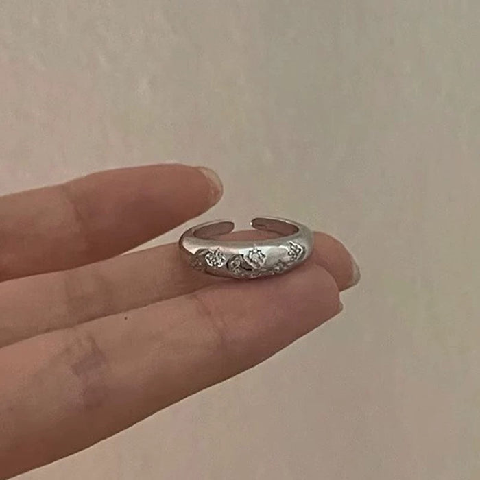 Celestial Dreams Dome Ring – Moon & Star Open Band
