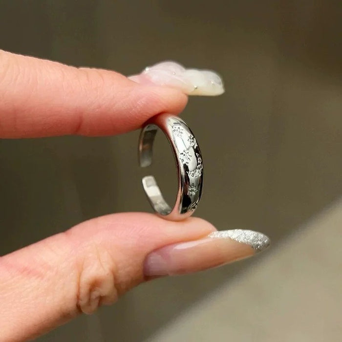Celestial Dreams Dome Ring – Moon & Star Open Band