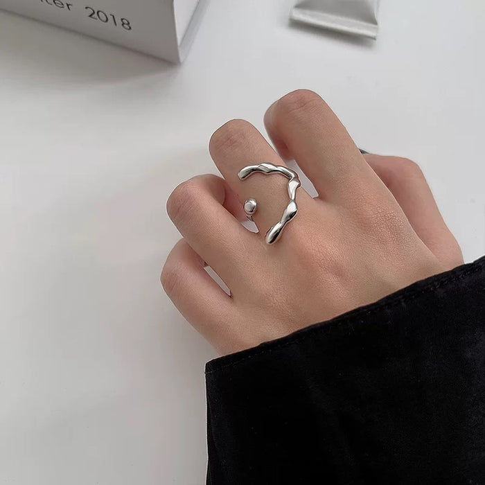 Liquid Flow Irregular Open Ring – Molten Texture Minimalist Design