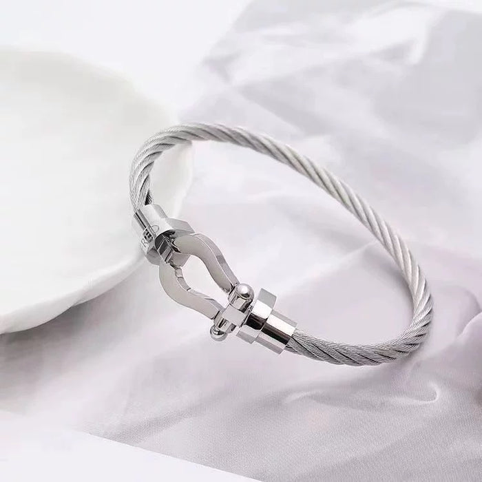 Men’s Stainless Steel Cable Bracelet – Industrial Clasp Design