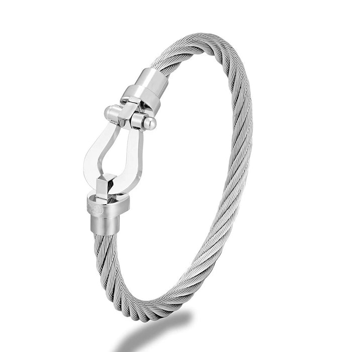 Men’s Stainless Steel Cable Bracelet – Industrial Clasp Design