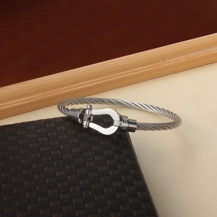 Men’s Stainless Steel Cable Bracelet – Industrial Clasp Design