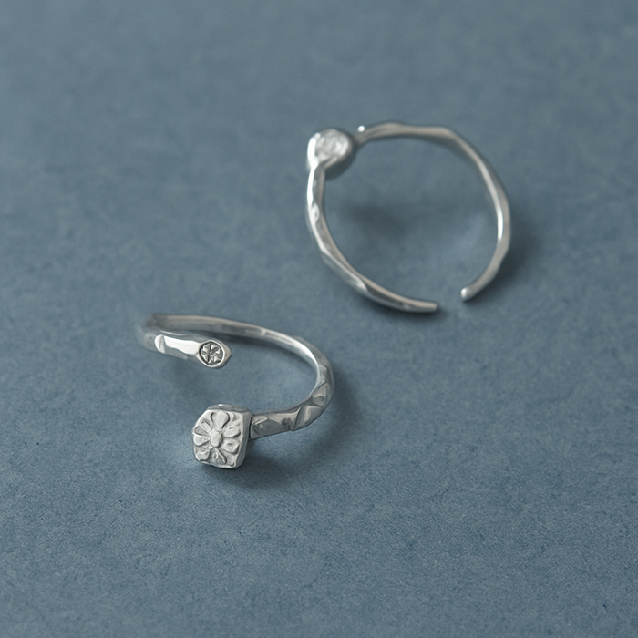 Molten Cube Open Ring – Textured Modern Minimalist