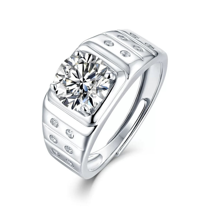 2 Carat Moissanite Ajustable Ring for Men – Luxury in Simplicity