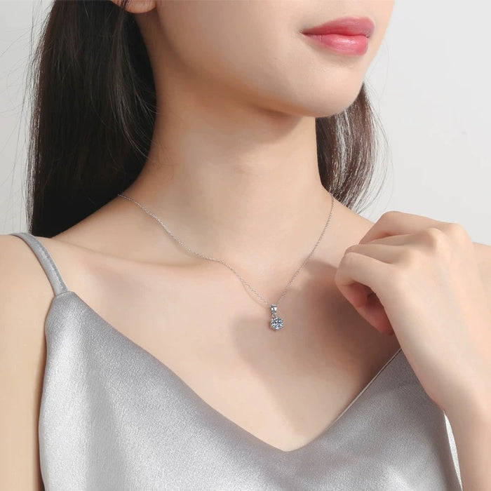 2ct Moissanite Necklace in Sterling Silver – Simple, Chic, Stunning